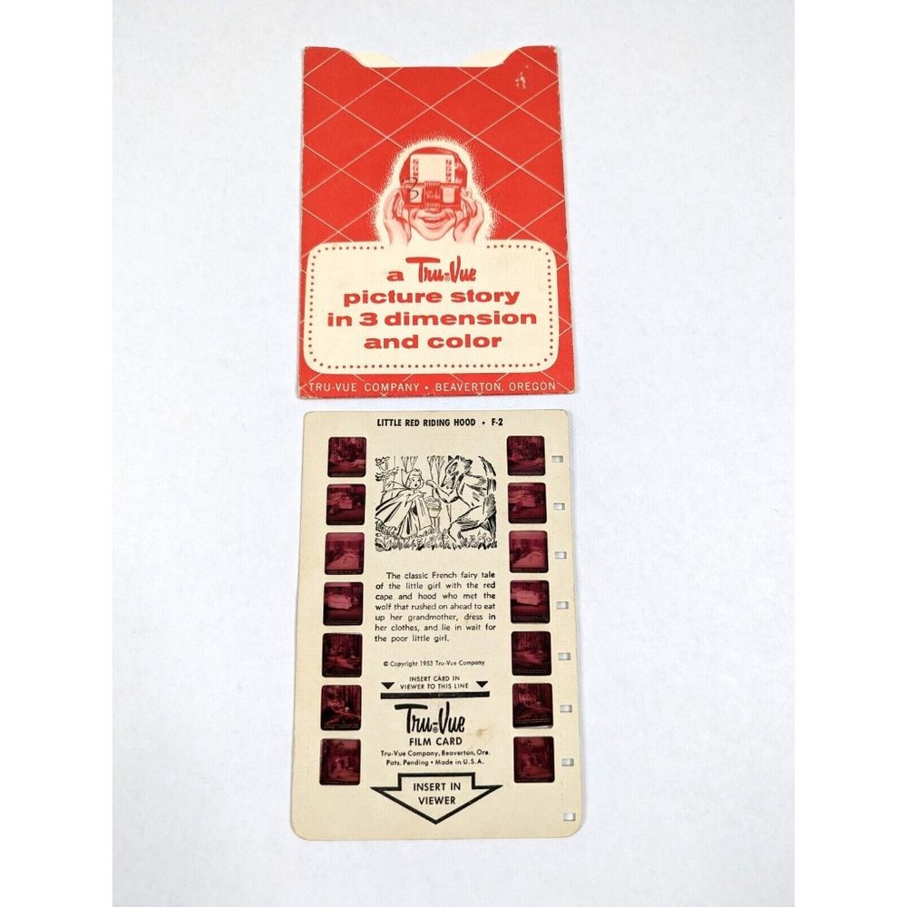 Vintage Tru Vue Tru-Vue Film Card Little Red Riding Hood Fairy Tale F-2 3D 3-D‎
